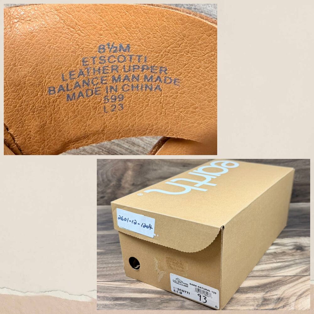 NIB Earth Scotti 8.5M Wedge Platform Comfort Leather Slide Sandals Dark Natural - Picture 11 of 12
